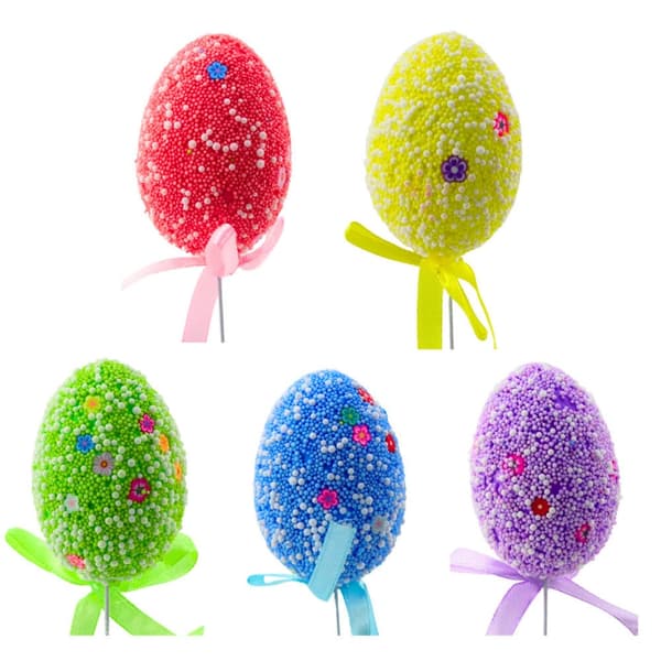 Påskägg på pinne 6-pack 5 cm pastell polystyren dekoration 24 cm