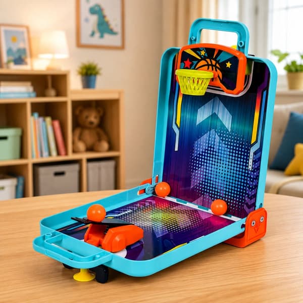 3-i-1 arcade-spil til børn med basket, pinball og bowling, foldbar