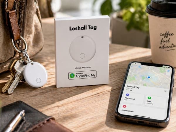 Bluetooth spårningsbricka Find My iOS för nycklar/plånbok vit Ø3 cm
