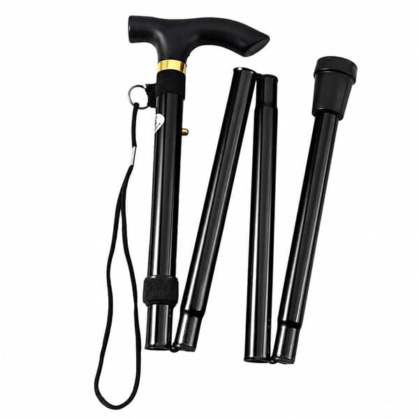 Sammenfoldelig stok i aluminium 4-delt justerbar 85-95 cm sort