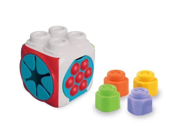 Sensorisk aktivitetskube med mjuka byggblock 4-pack, 6–36 mån