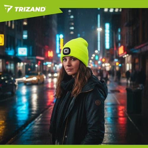 Vinterhue med USB-opladelig LED-lampe 3 tilstande unisex neon gul
