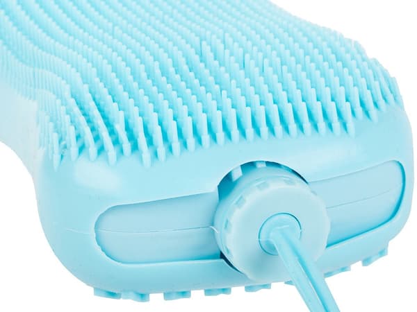 Opladelig kropsbørste i silikone med massage USB blå/rosa