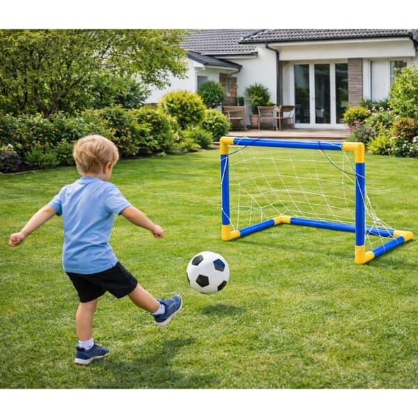 Fodboldmål til børn 62x41 cm med bold og pumpe, plast/net