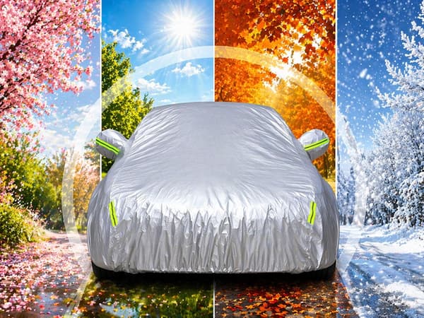 Bilöverdrag XL vattenavvisande med spegelfickor silver 145x429x107 cm