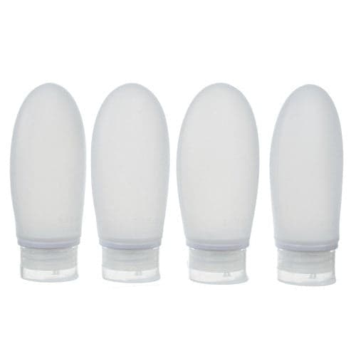Resekosmetiktaske set 10 delar transparent, 4x100 ml flaskor
