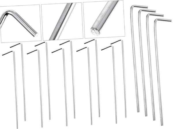 Telttakiilat terästä 24 cm, 10-pack, hopea, Ø4 mm