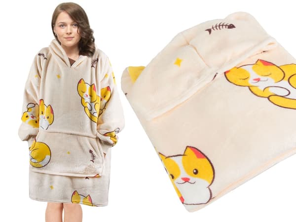 Torkkupeittomainen huppari teddyfleece oversize one size