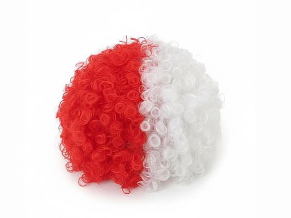 Afroperuk supporterperuk vit/röd one size polyester