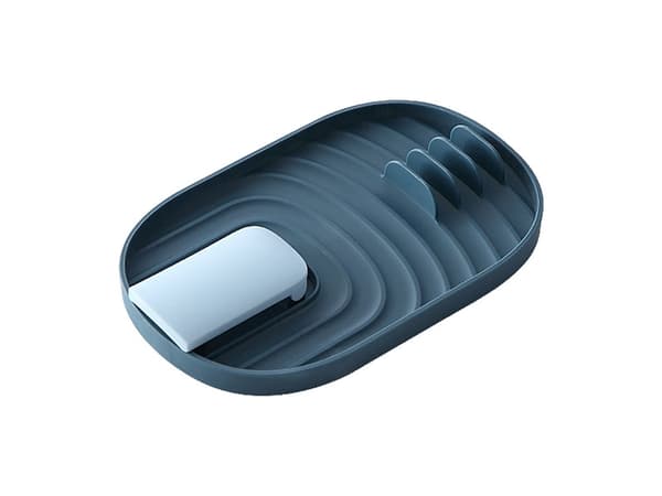 Bestikstativ med lågholder plast blå 18 x 11,5 cm plads til 4 skeer