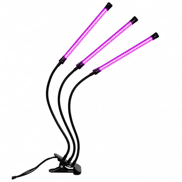 LED-vækstlys 30W klemme-lampe 3-armet 9 niveauer timer USB/230V