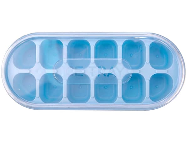 Isbitsform med lock 12 fack plast/silikon 19x8x3,5 cm