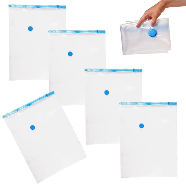 Vakuumpåsar för kläder 60x80 cm 5-pack återanvändbara Transparent
