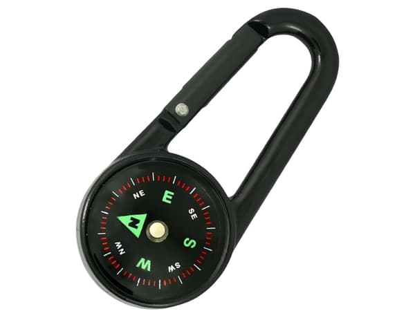 Karbinhakekompass med analog termometer -20 till 50°C svart