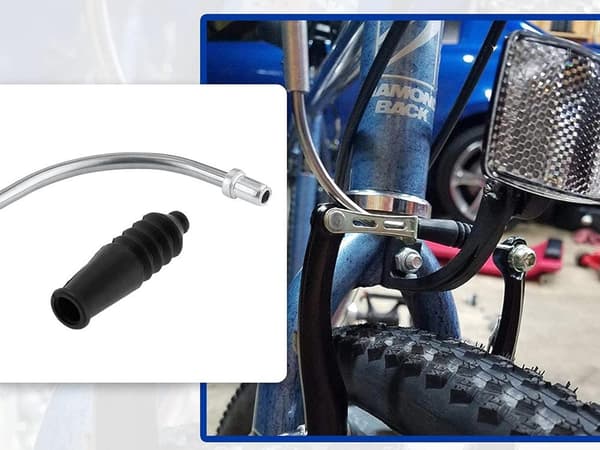 Bromsslang 90° för V-broms cykel i aluminium, 2-pack med gummiband