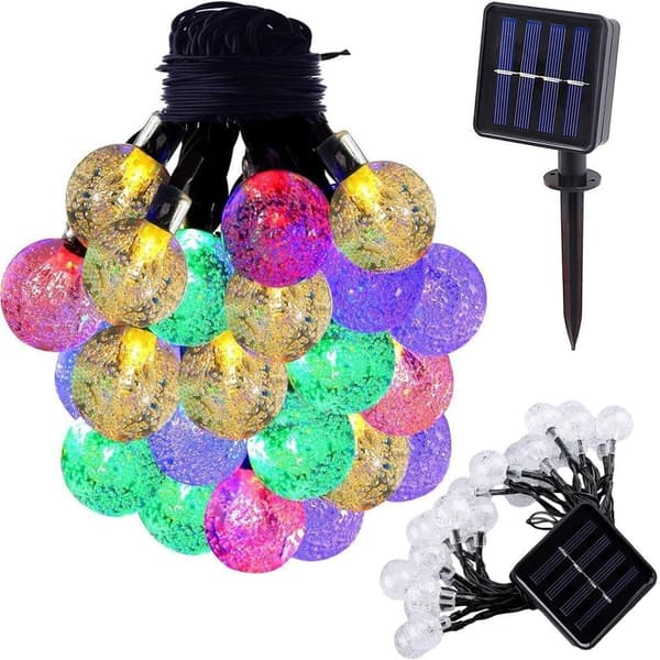 Solcelledrevet lyskæde 20 LED multicolor 4,5 m, 8 lysindstillinger