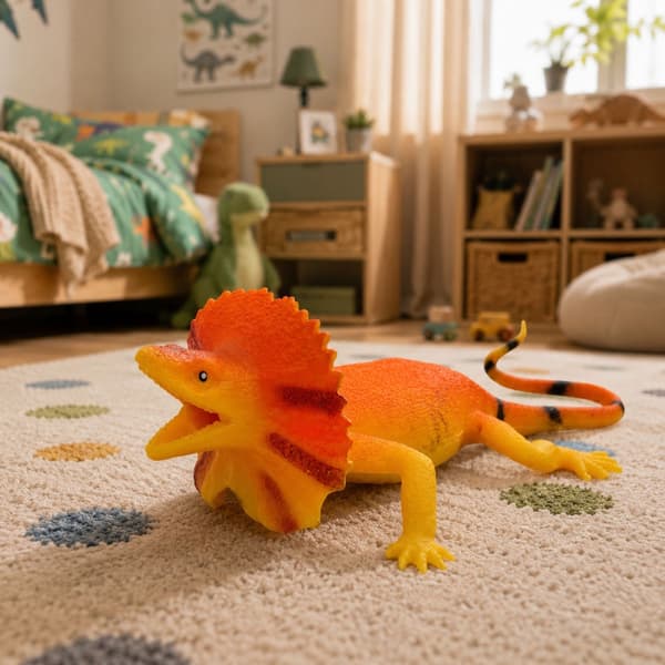 Reptilfigur kraghuvudödla i TPR 19 cm orange/gul