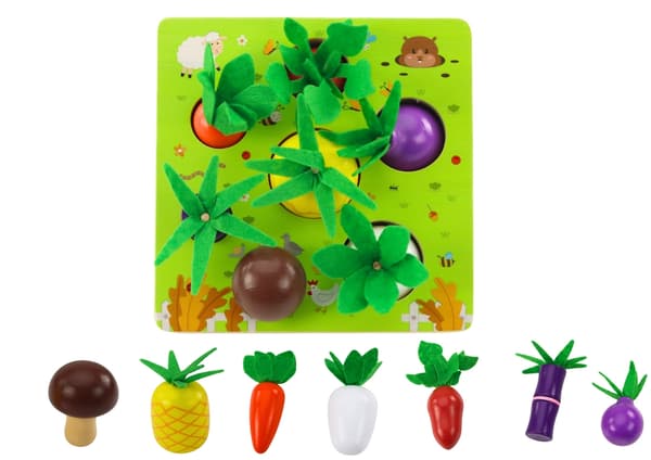 Trä memoryspel frukt & grönsaker 7 figurer + 7 dubbelsidiga kort 3+
