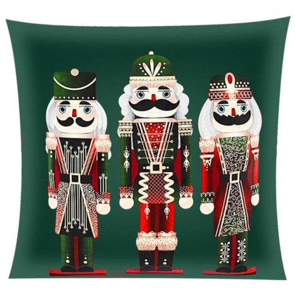 Kuddfodral plysch julmotiv nutcracker 40x40 cm polyester