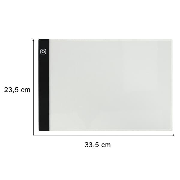 A4 lysbord LED-tegneplade 3 lysindstillinger USB, 33,5x23,5 cm
