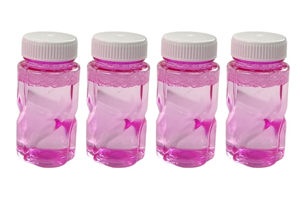 Såpbubbelpistol på stativ rosa, batteri+laddkabel, 4 bubbelvätskor