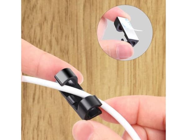 Kabelhållare självhäftande kabelclips 20-pack, max 7 mm, plast