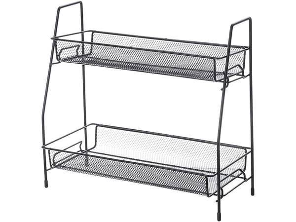Køkkenhylde 2 niveauer metal sort 32,5 cm