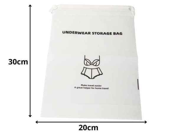 Rejseorganizer til undertøj 30x20 cm PEVA vandtæt snørelukning
