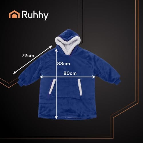 Pläd-sweatshirt XXL navy blue polyesteri hupulla ja kengurutaskulla