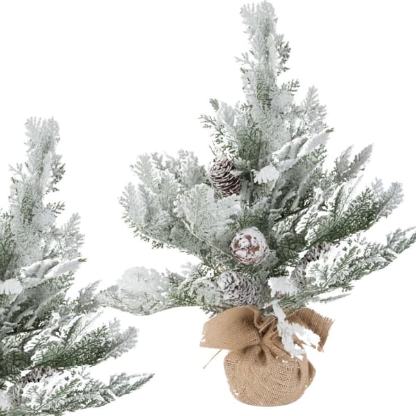 Kunstigt juletræ 45 cm med sneeffekt træfod grøn