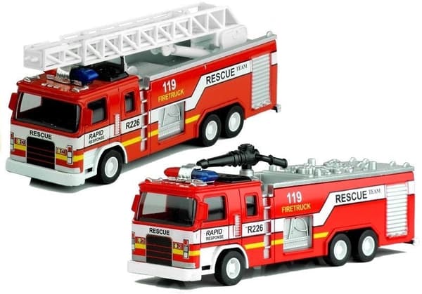 Brandbil leksaksbil 1:32 med rörlig stege & vattenkanon, 3+ år