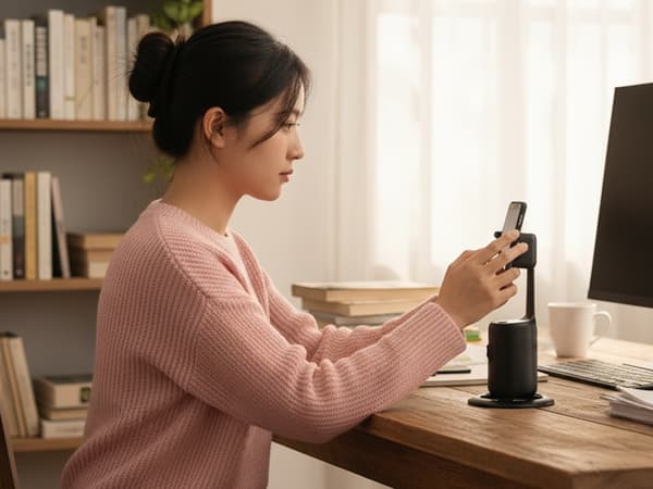 Puhelinteline kasvoseurannalla 360° kierto USB-C 1200 mAh