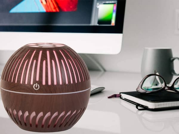 Luftfugter aromadiffuser 300 ml USB med LED/RGB-lys mørkebrun