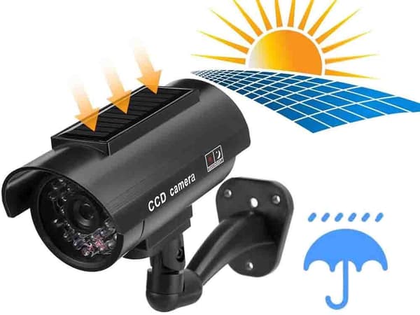 Attrappkamera CCTV med blinkende LED solpanel sort 13x6 cm