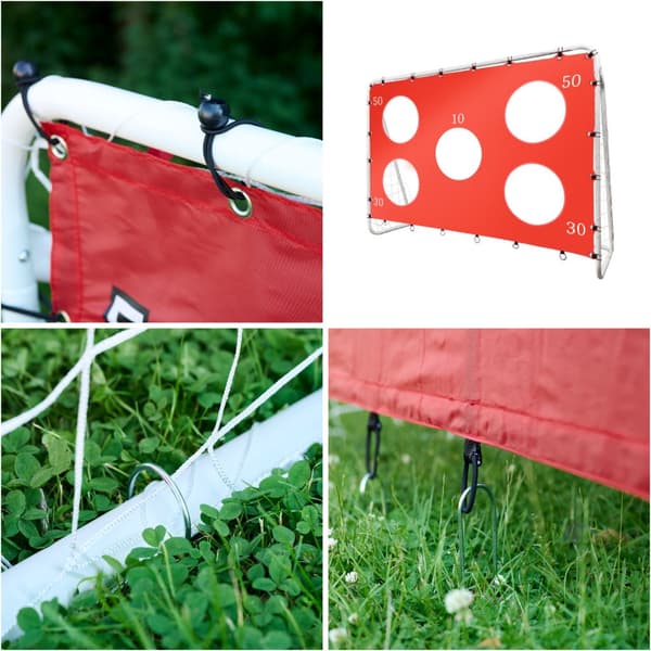 Fodboldmål 213x152 cm med træfplade 5 huller, galvaniseret stål