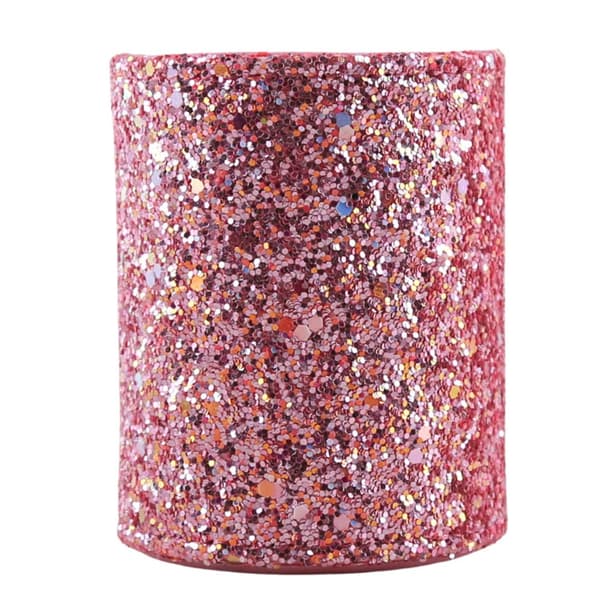 Børsteholder i plast glitrende rosa 9x7x7 cm til makeupbørster
