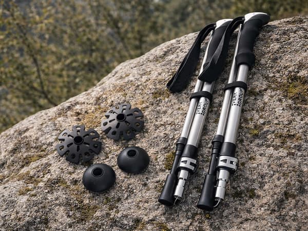 Sammenklappelige trekkingstænger aluminium anti-shock 2-pak sølv