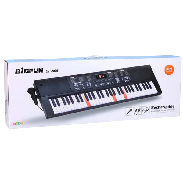 Keyboard 61 tangenter med Key Light, LCD, mikrofon & nodeholder, USB