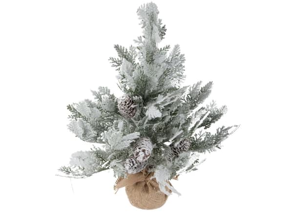 Kunstigt juletræ 45 cm med sneeffekt træfod grøn