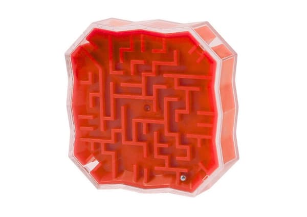 Labyrinttipeli kuulalla 5x5 cm taskupeli lapsille 3+ ja aikuisille