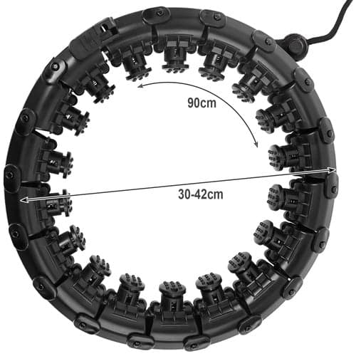 Viktad hula hoop med massageknoppar 24 segment 1,2 kg svart