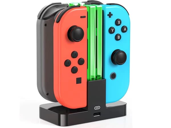 Opladningsstation til Nintendo Switch Joy-Con, oplader 4 controllere, USB-C