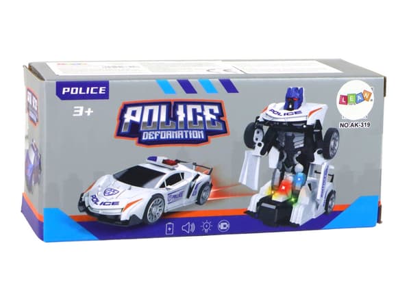 Transformers robotbil politivogn 2-i-1 marineblå med lys og lyd 3+