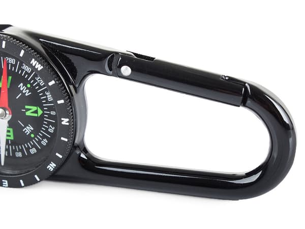 Lommekompas i metal med roterende kompasrose og krog, 11 cm