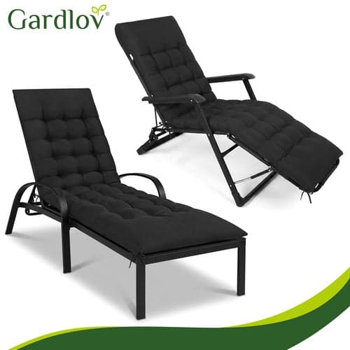 Quiltet loungesengedyn 180x56x9 cm sort bomuld/polyester vaskbar