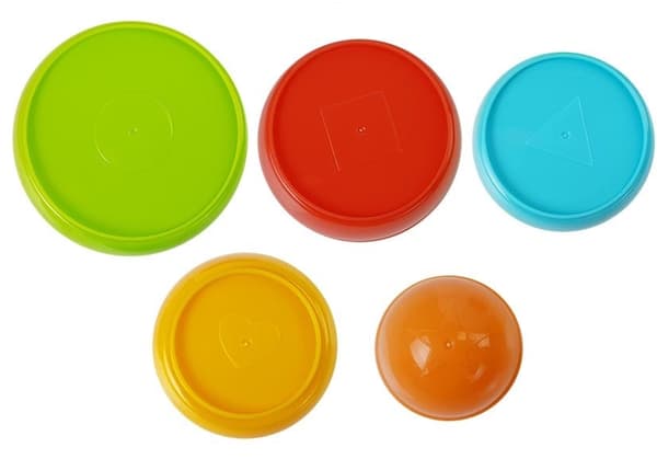 Pinottavat mukit pyramidi lapsille 12+ mån, värikkäät 8-pack