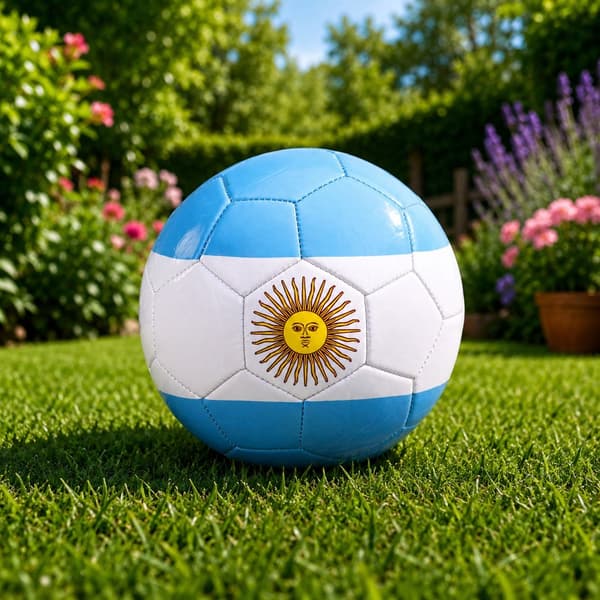 Träningsfotboll storlek 5 Argentina-mönster ljusblå/vit