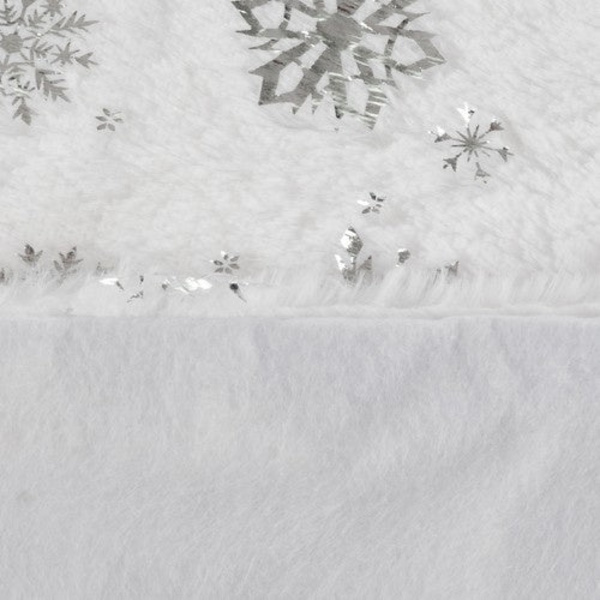 Juletræstæppe hvid/sølv 90 cm polyester med stjerner og snefnug