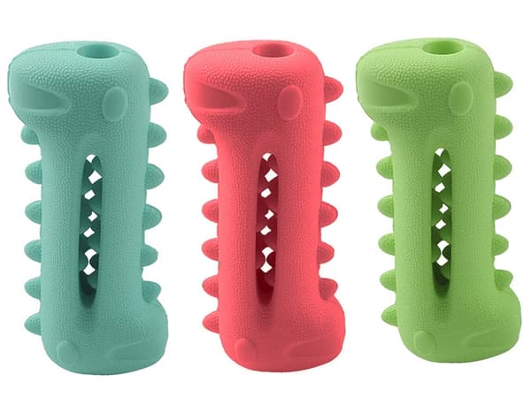Tuggben hund tandrengörande hårdgummi 13x6 cm 1-pack slumpfärg