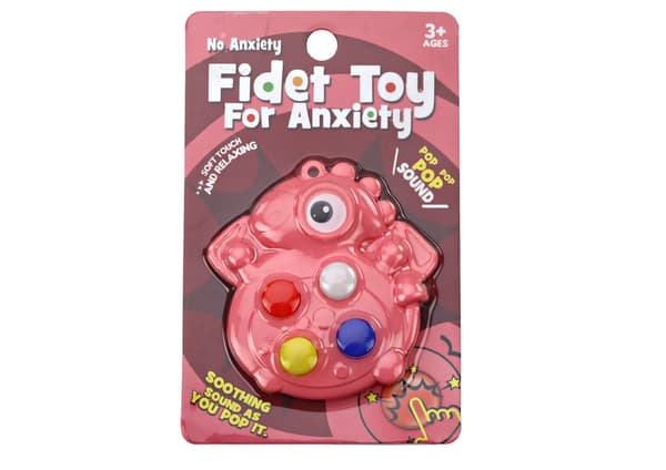 Pop It dinosaur antistress-legetøj rosa 8x8 cm med 4 knapper